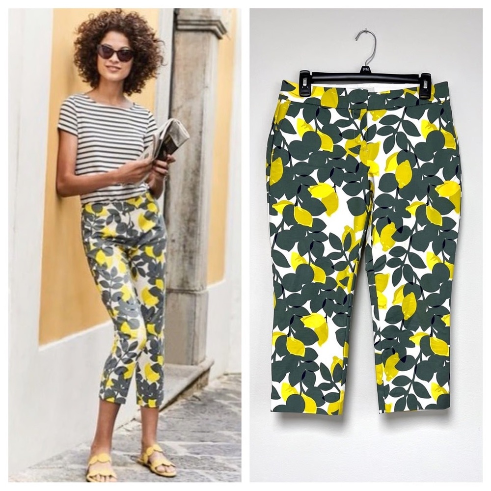 Boden Tropical Lemon Tree Capri Crop Pants